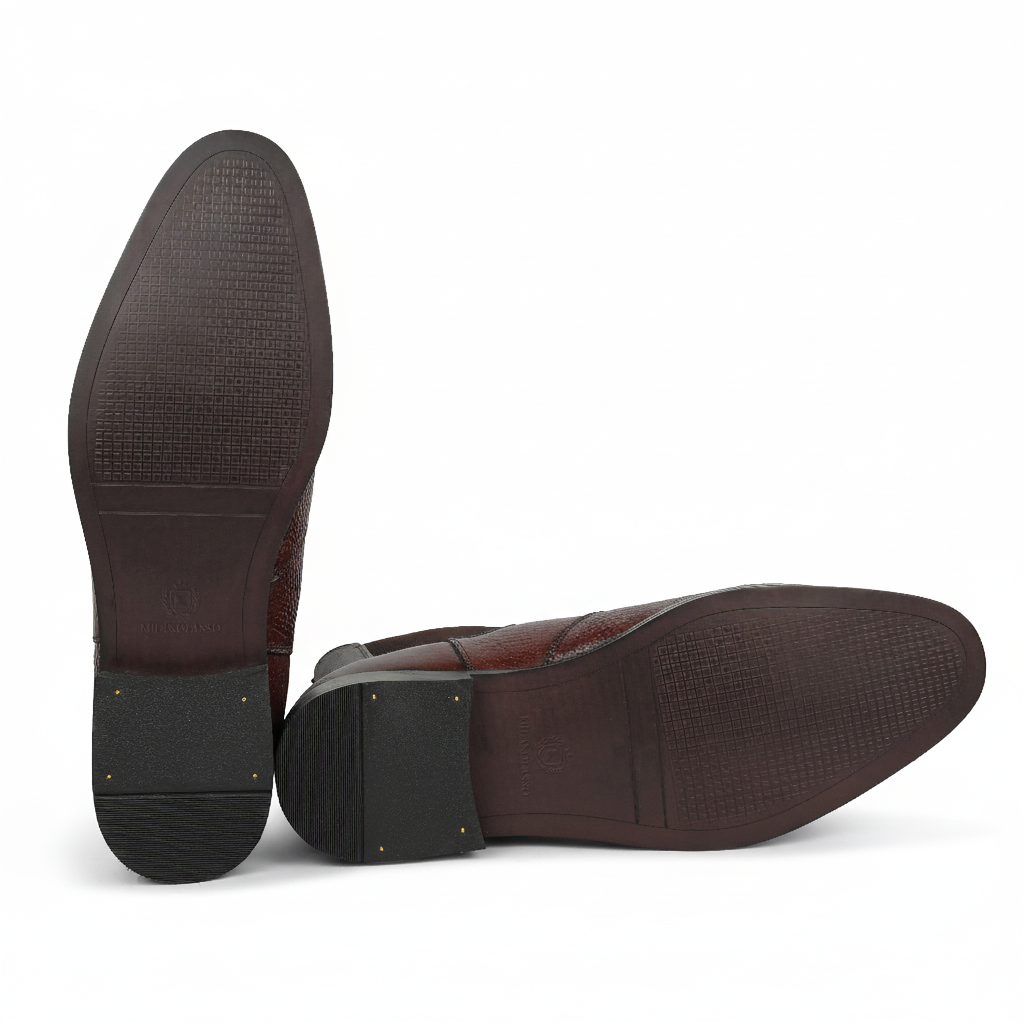 MilanoPasso The Bordeaux Emboosed Lizard Chelsea Boot MP-00021 - Image 4