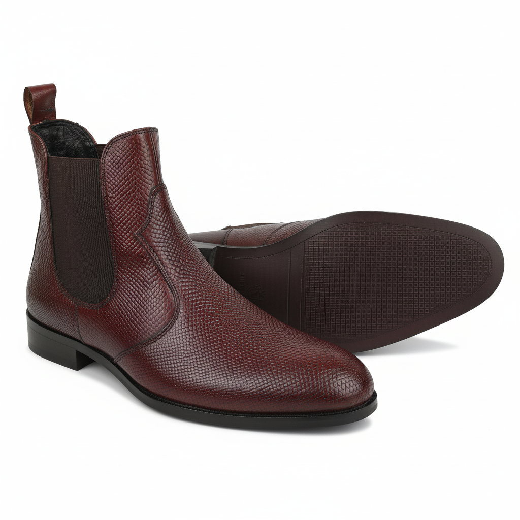 MilanoPasso The Bordeaux Emboosed Lizard Chelsea Boot MP-00021 - Image 2