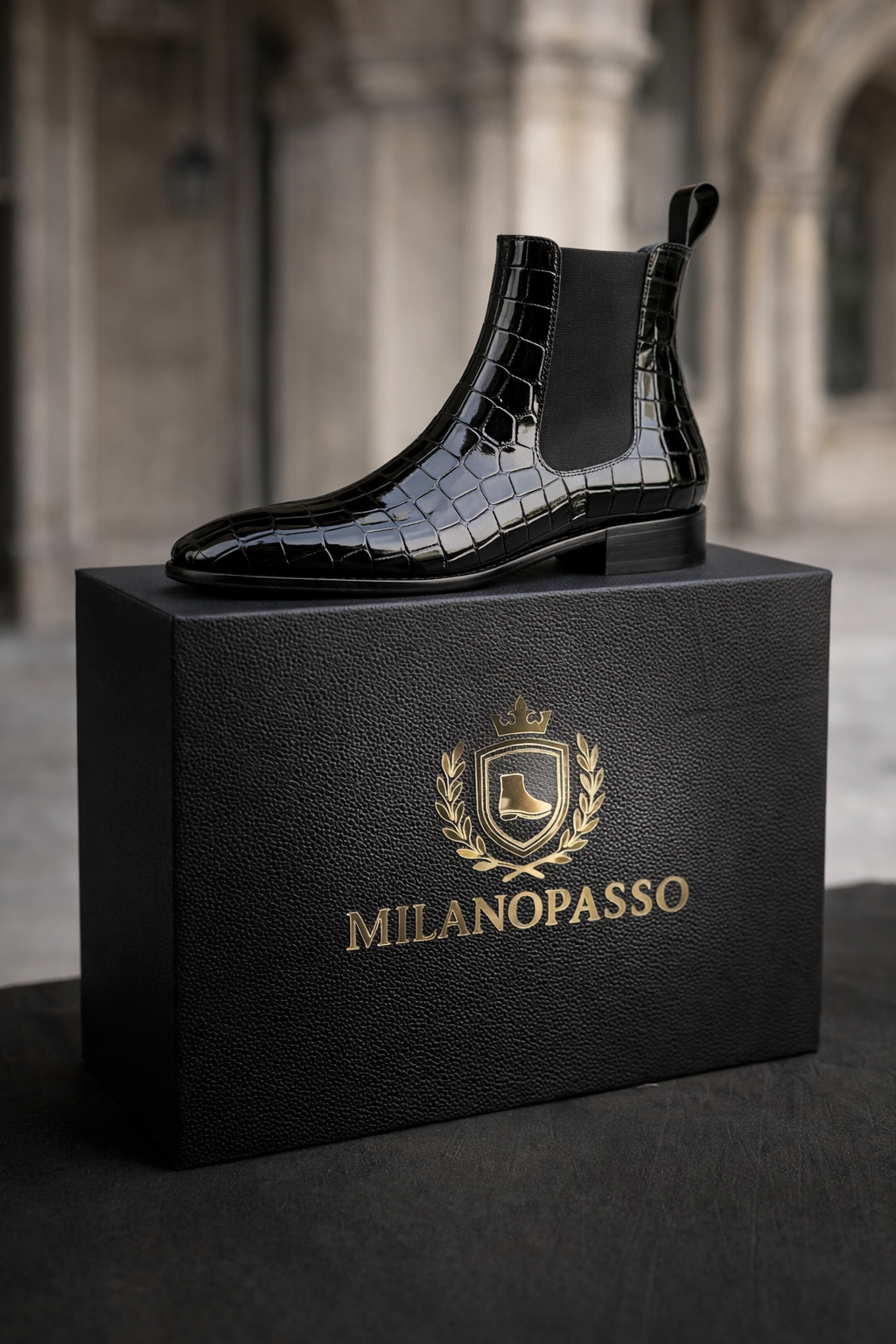Milano Paaso - Imperio Crocgrain Patent Chelsea Boots -MP -00085 - Image 3