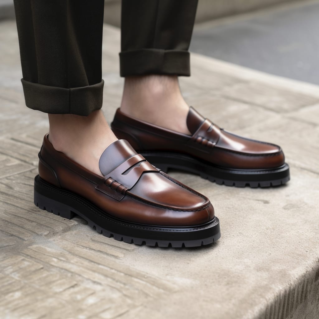 Milanopasso - Brown Leather Prestige Penny Loafers With Chunky Sole - MP 0099 - Image 3