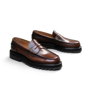 Milanopasso - Brown Leather Prestige Penny Loafers With Chunky Sole - MP 0099