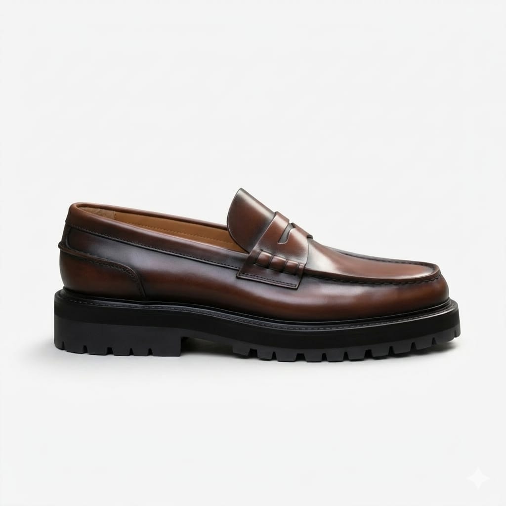 Milanopasso - Brown Leather Prestige Penny Loafers With Chunky Sole - MP 0099 - Image 2